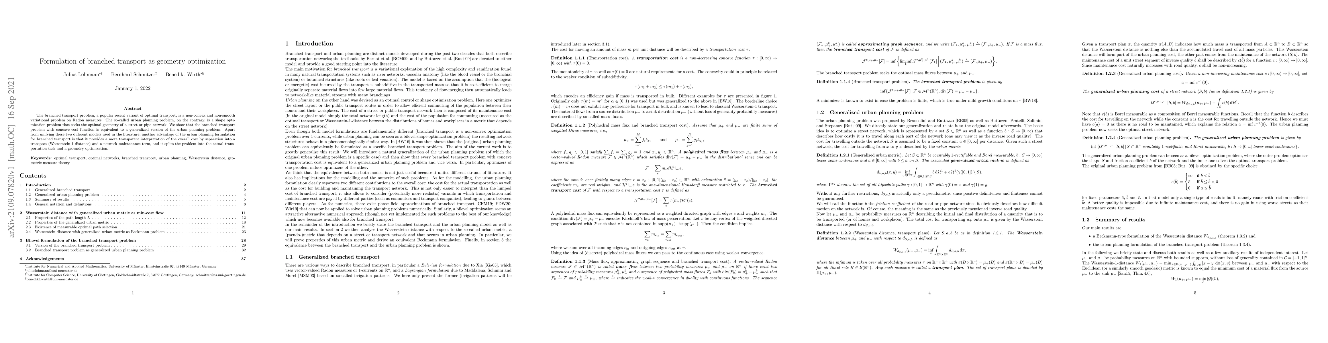 Thumbnail for Formulation of branched transport as geometry optimization