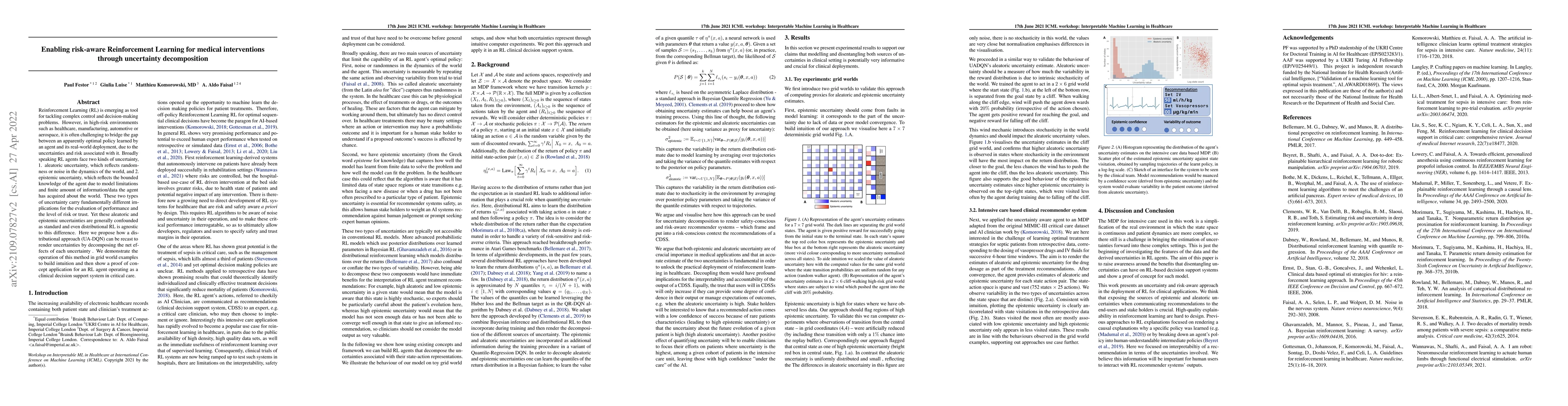 Thumbnail for Enabling risk-aware Reinforcement Learning for medical interventions
  through uncertainty decomposition