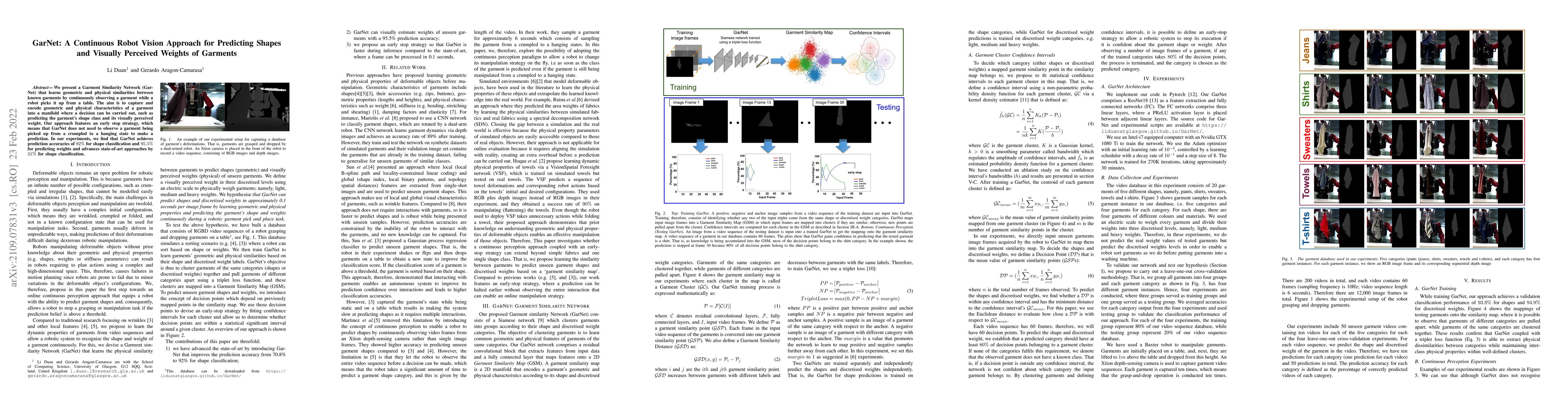 Thumbnail for GarNet: A Continuous Robot Vision Approach for Predicting Shapes and
  Visually Perceived Weights of Garments