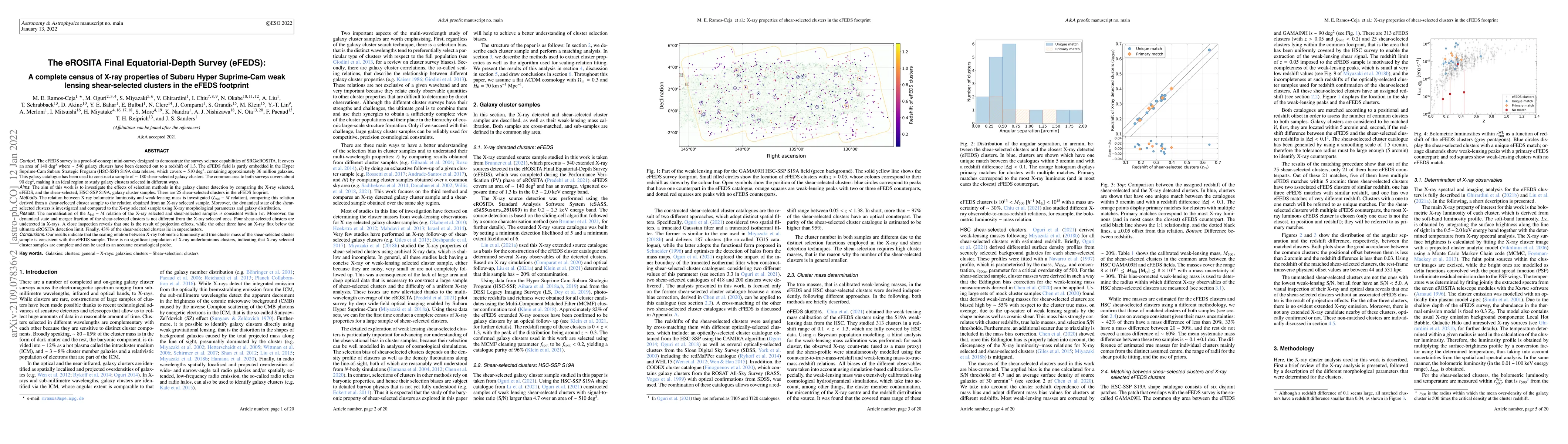 Thumbnail for The eROSITA Final Equatorial-Depth Survey (eFEDS): A complete census of
  X-ray properties of Subaru Hyper Suprime-Cam weak lensing shear-selected
  clusters in the eFEDS footprint