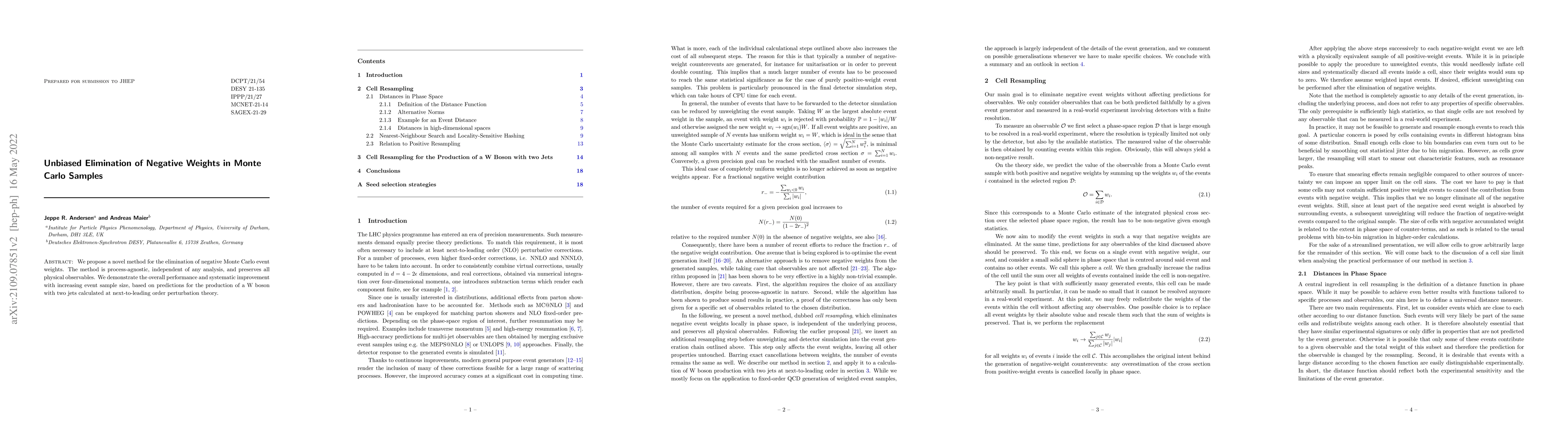 Thumbnail for Unbiased Elimination of Negative Weights in Monte Carlo Samples