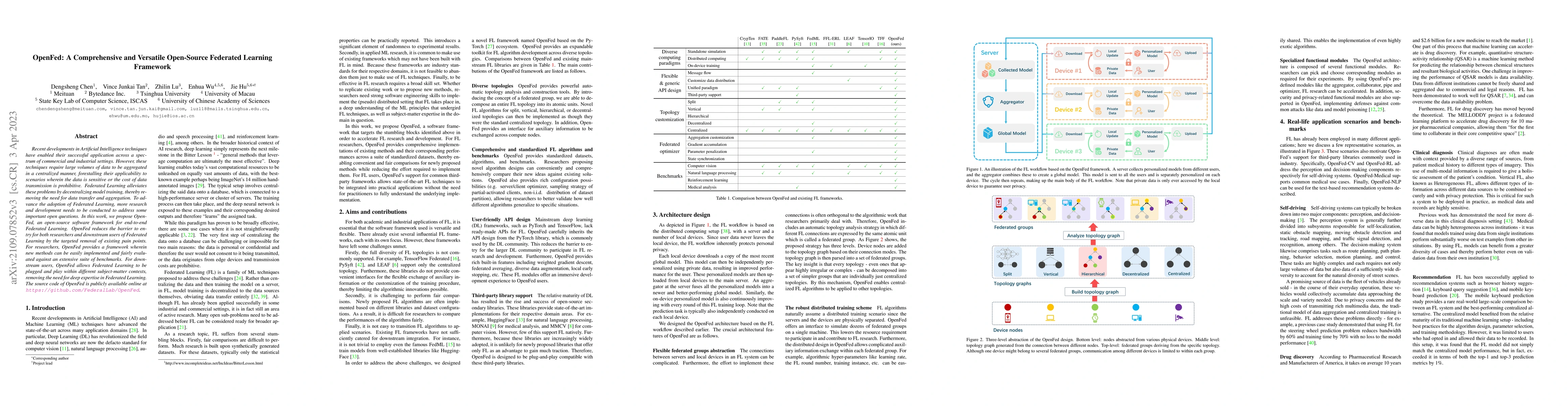 Thumbnail for OpenFed: A Comprehensive and Versatile Open-Source Federated Learning
  Framework