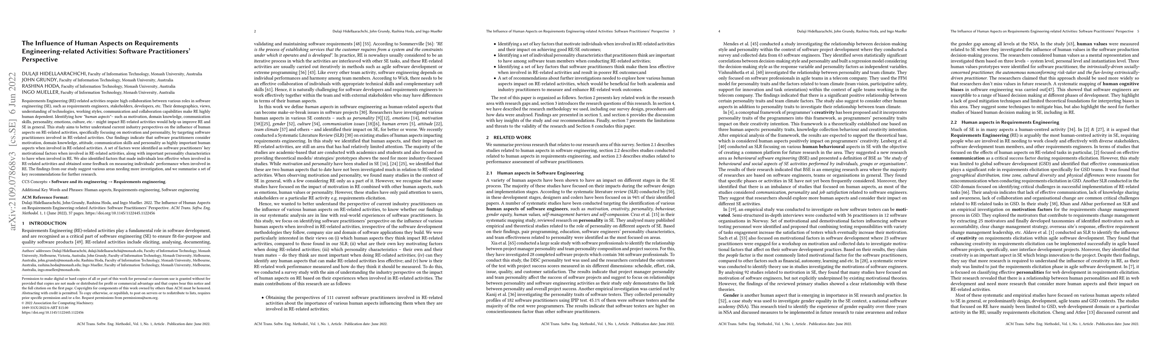 Thumbnail for The Influence of Human Aspects on Requirements Engineering-related
  Activities: Software Practitioners Perspective