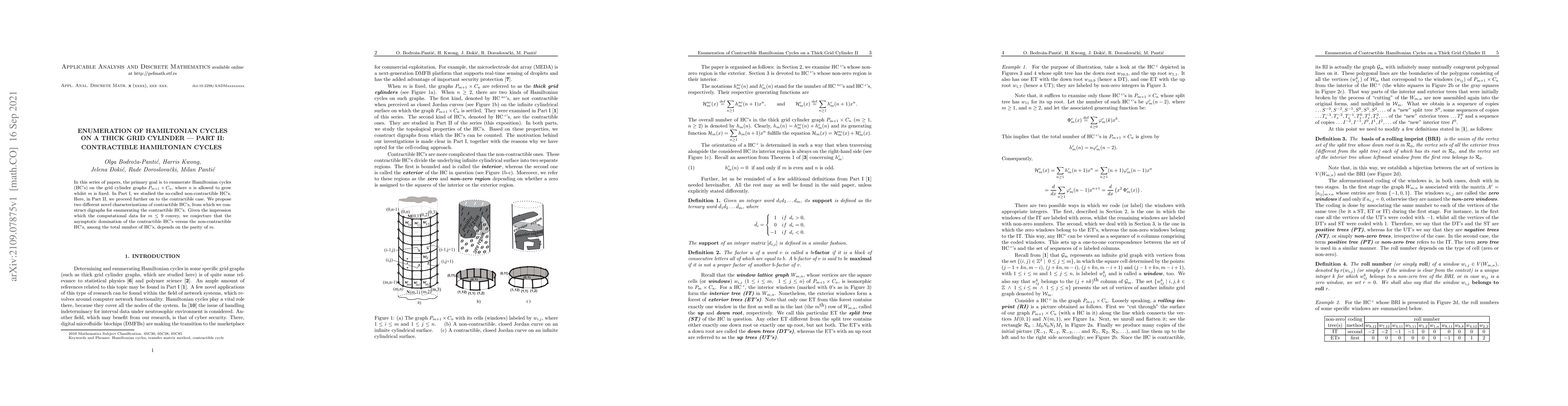 Thumbnail for Enumeration of Hamiltonian Cycles on a Thick Grid Cylinder -- Part II:
  Contractible Hamiltonian Cycles