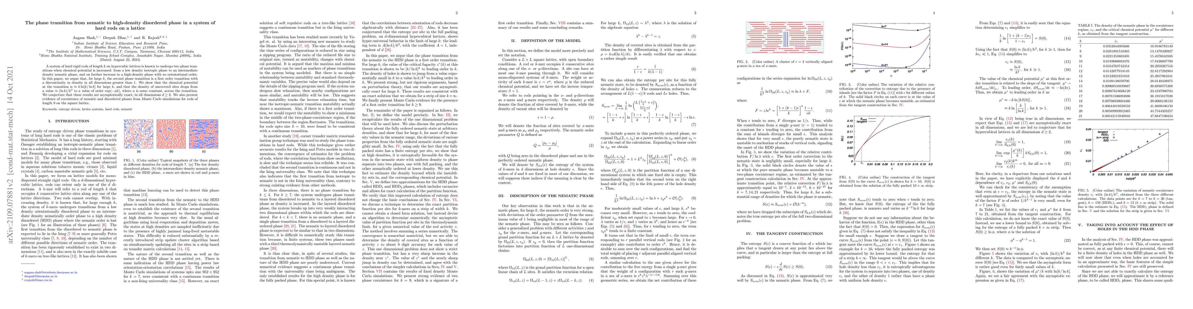Thumbnail for The phase transition from nematic to high-density disordered phase in a
  system of hard rods on a lattice