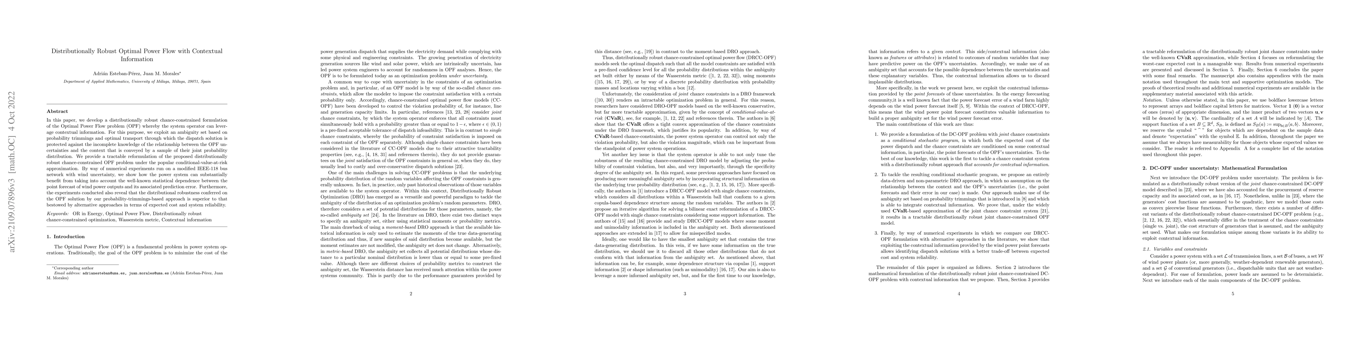 Thumbnail for Distributionally Robust Optimal Power Flow with Contextual Information