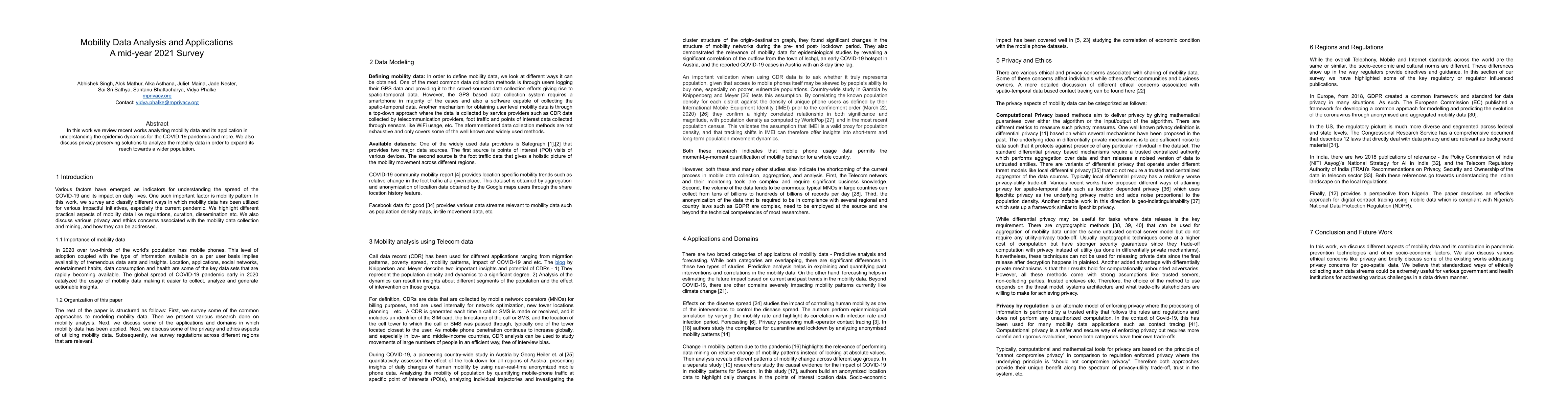 Thumbnail for Mobility Data Analysis and Applications: A mid-year 2021 Survey