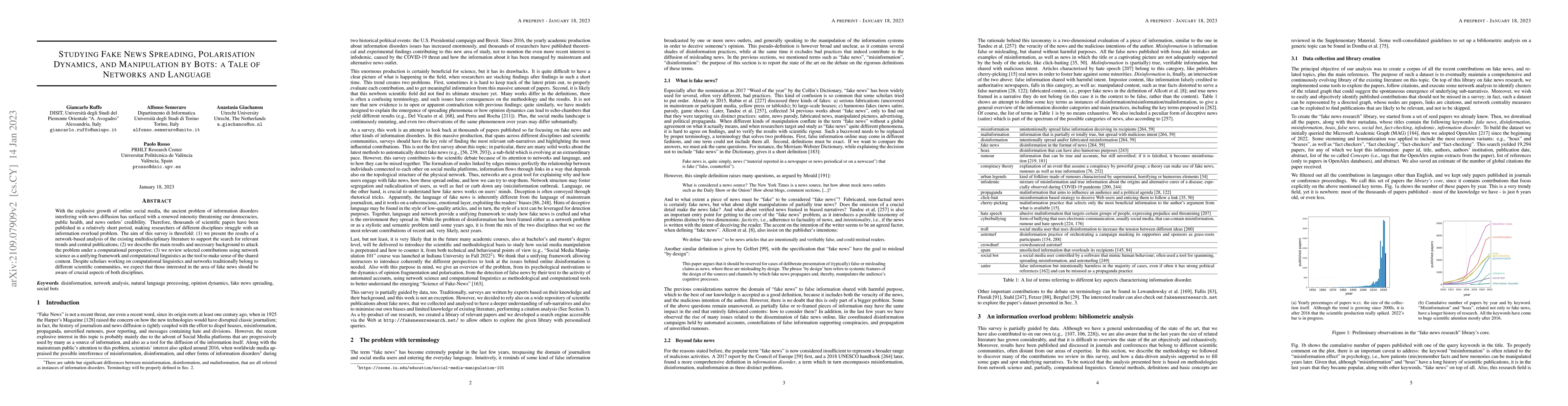 Thumbnail for Studying Fake News Spreading, Polarisation Dynamics, and Manipulation by
  Bots: a Tale of Networks and Language