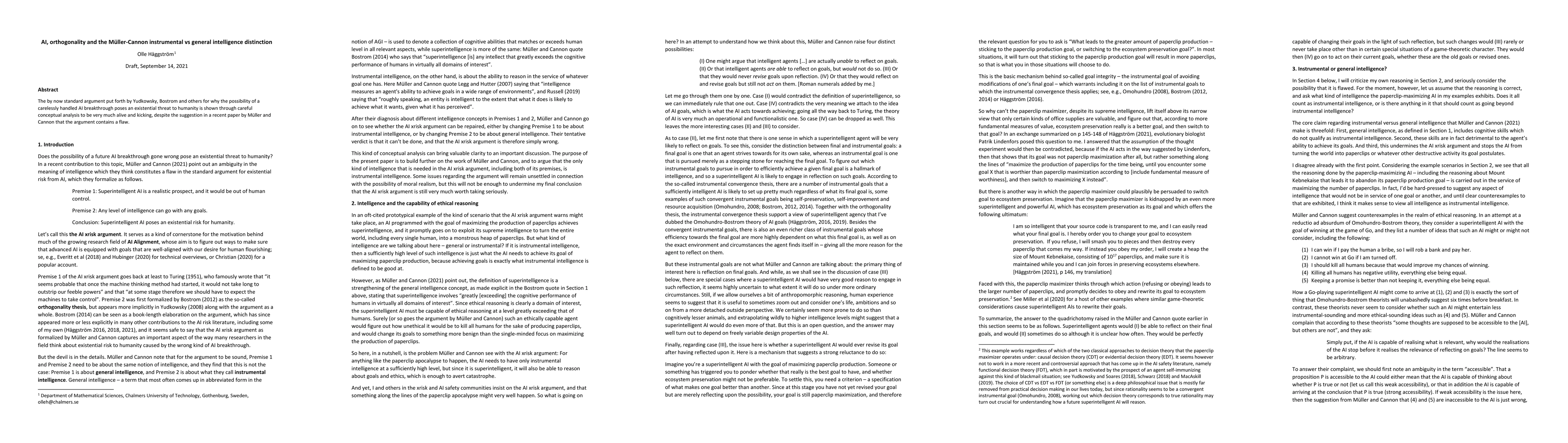 Thumbnail for AI, orthogonality and the M\"uller-Cannon instrumental vs general
  intelligence distinction
