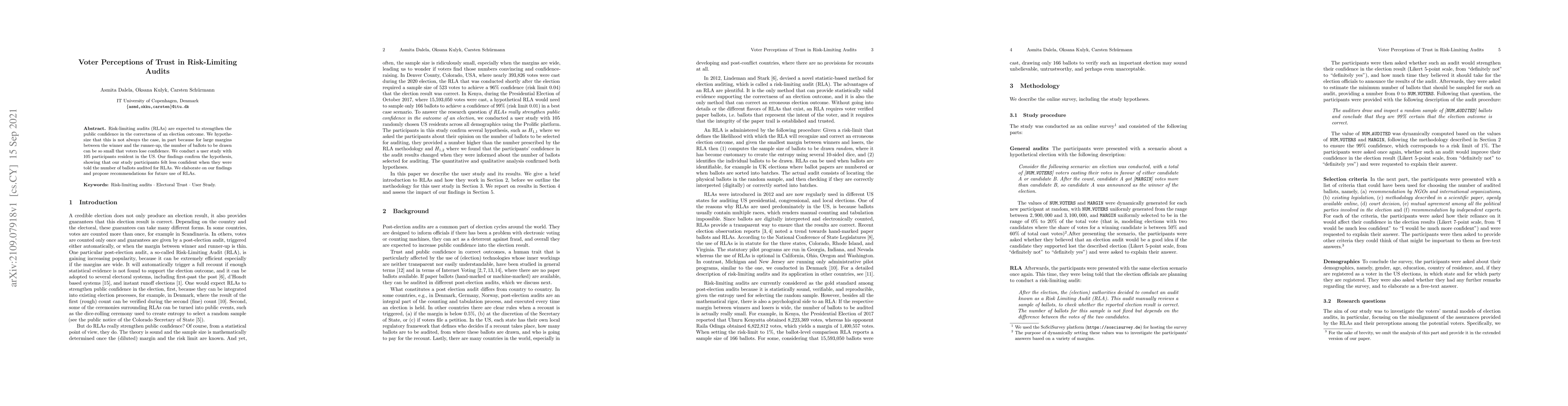 Thumbnail for Voter Perceptions of Trust in Risk-Limiting Audits