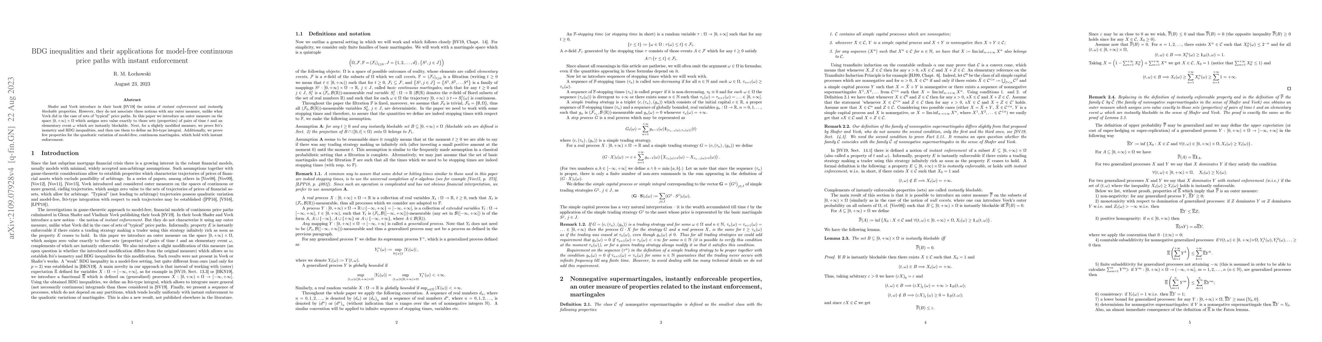 Thumbnail for BDG inequalities and their applications for model-free continuous price
  paths with instant enforcement