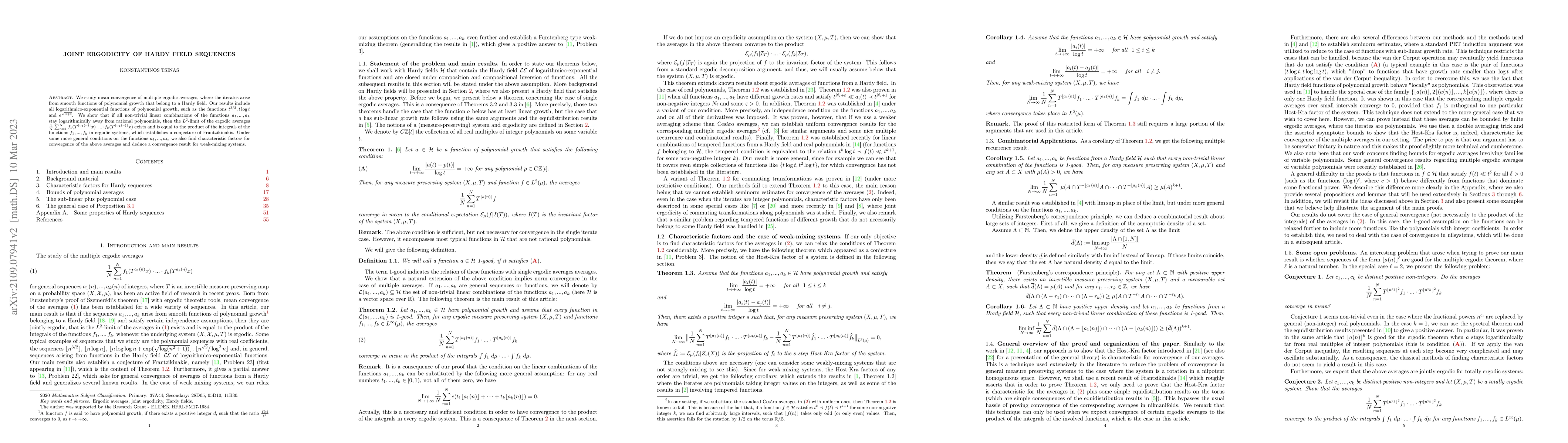 Thumbnail for Joint ergodicity of Hardy field sequences