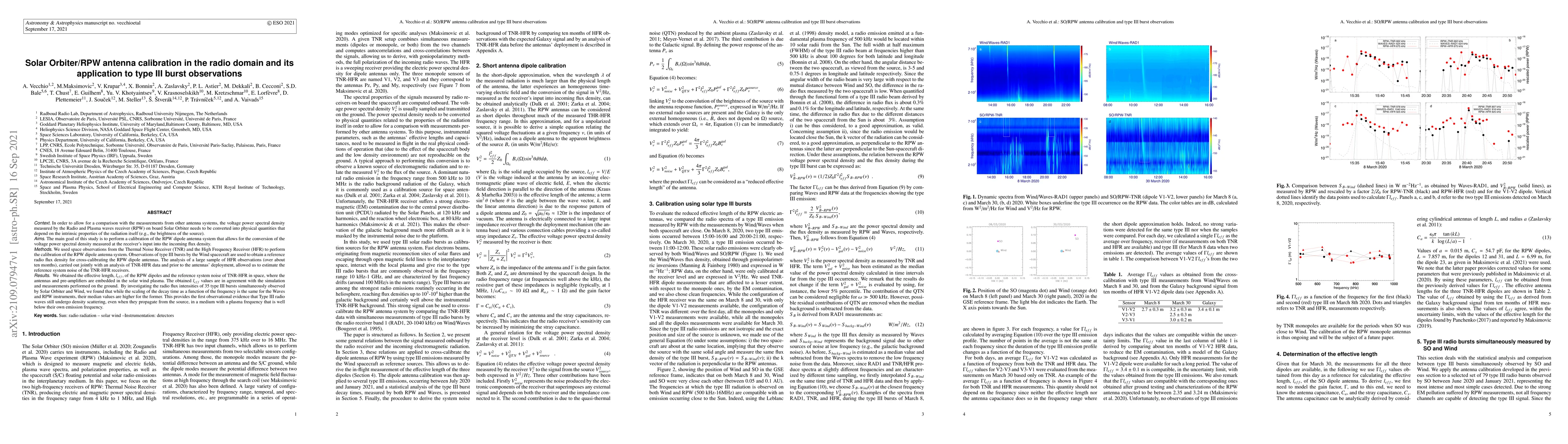 Thumbnail for Solar Orbiter/RPW antenna calibration in the radio domain and its
  application to type III burst observations
