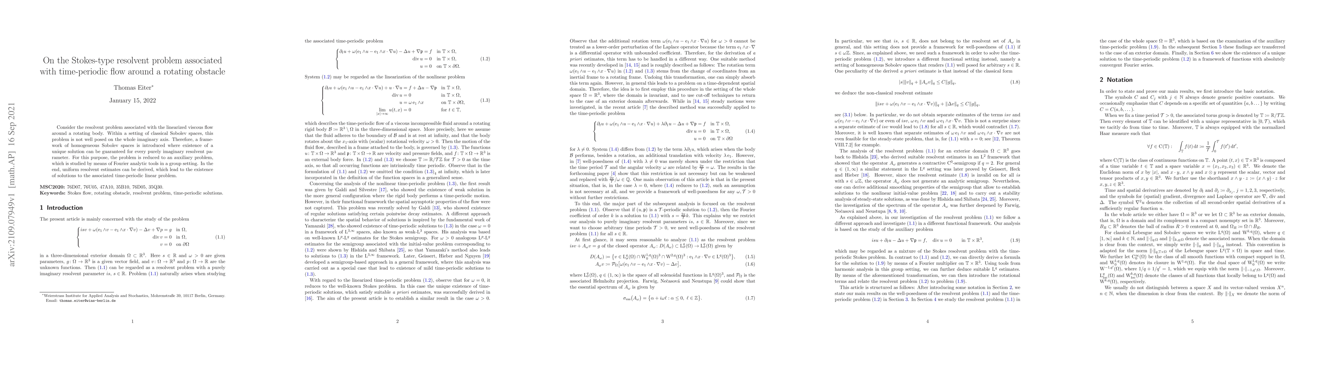 Thumbnail for On the Stokes-type resolvent problem associated with time-periodic flow
  around a rotating obstacle