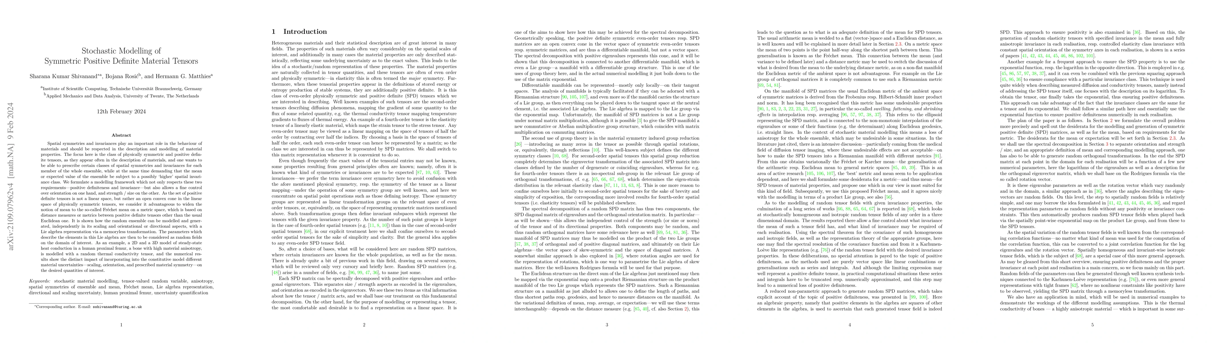 Thumbnail for Stochastic Modelling of Symmetric Positive Definite Material Tensors
