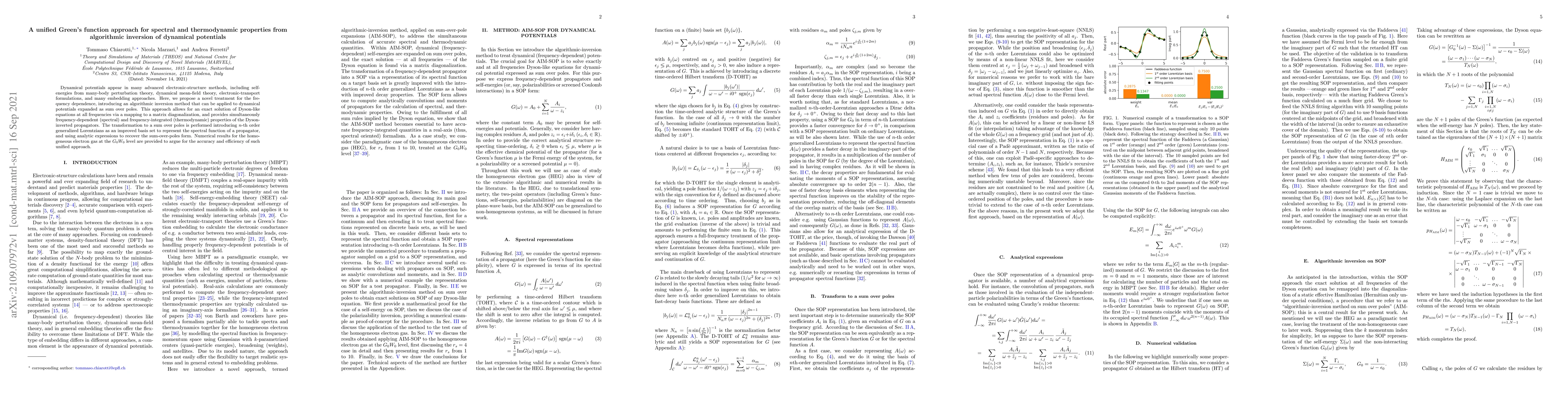 Thumbnail for A unified Green's function approach for spectral and thermodynamic
  properties from algorithmic inversion of dynamical potentials