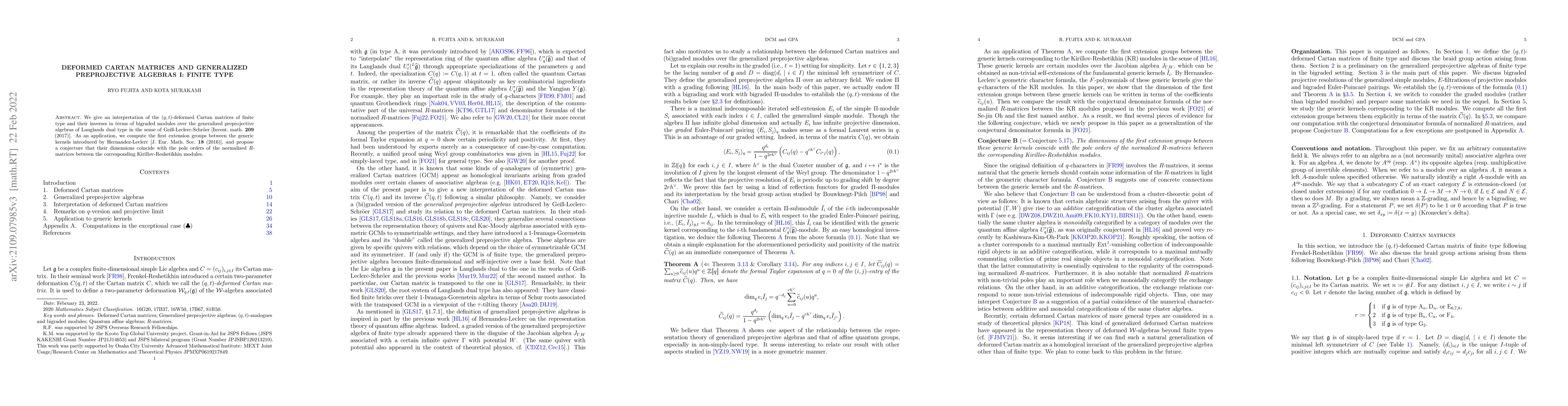 Thumbnail for Deformed Cartan matrices and generalized preprojective algebras I:
  Finite type