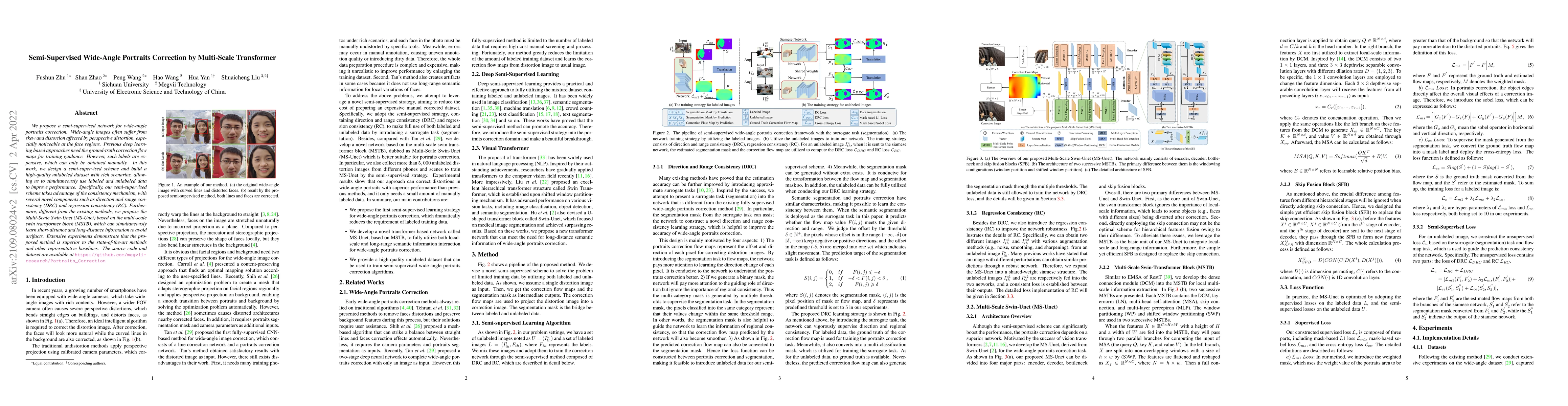Thumbnail for Semi-Supervised Wide-Angle Portraits Correction by Multi-Scale
  Transformer