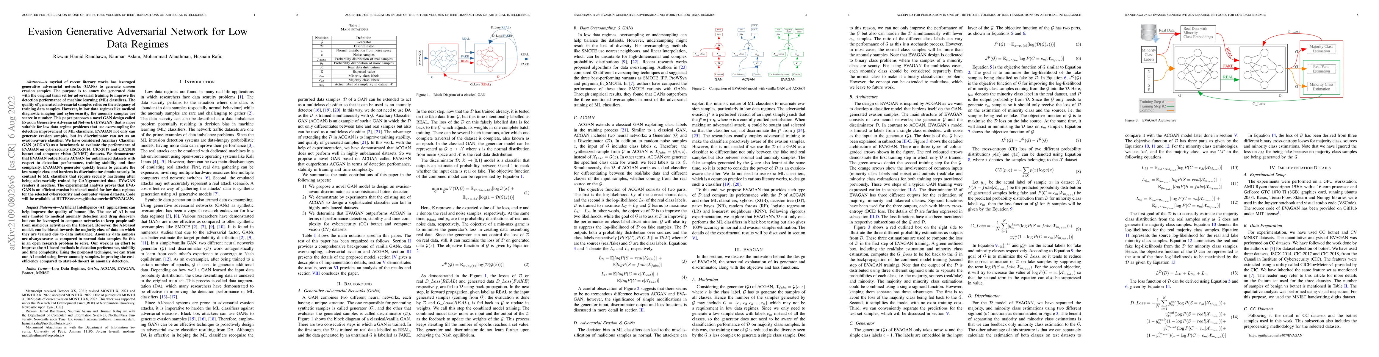 Thumbnail for EVAGAN: Evasion Generative Adversarial Network for Low Data Regimes