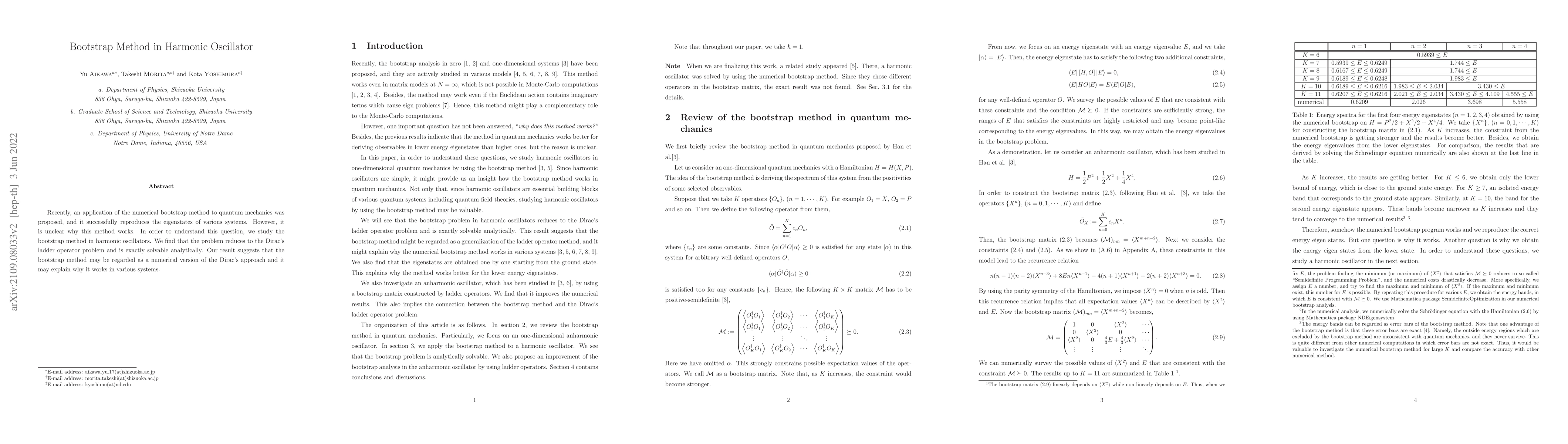 Thumbnail for Bootstrap Method in Harmonic Oscillator