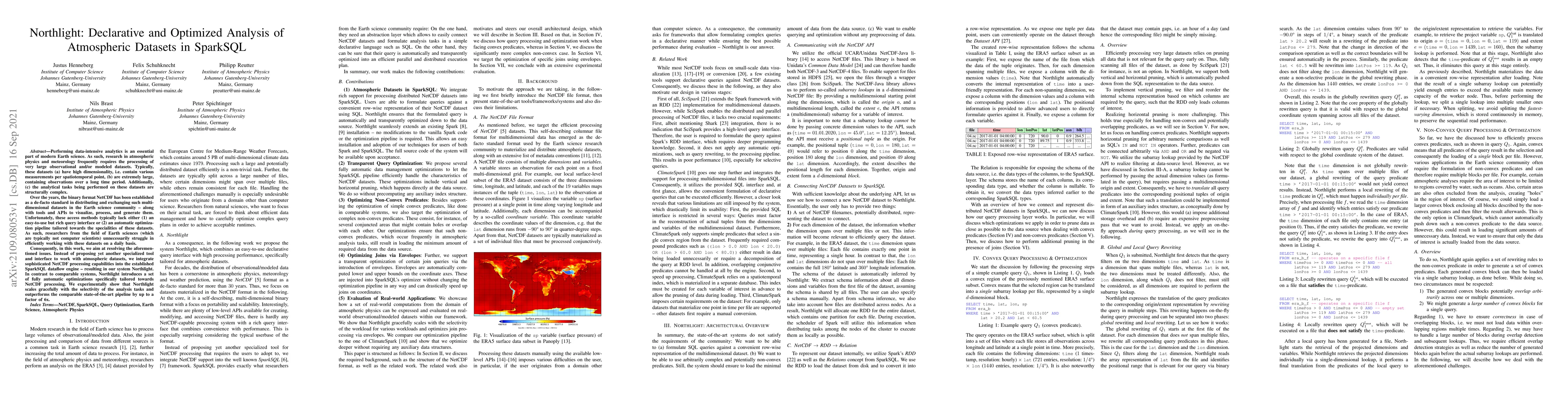 Thumbnail for Northlight: Declarative and Optimized Analysis of Atmospheric Datasets
  in SparkSQL