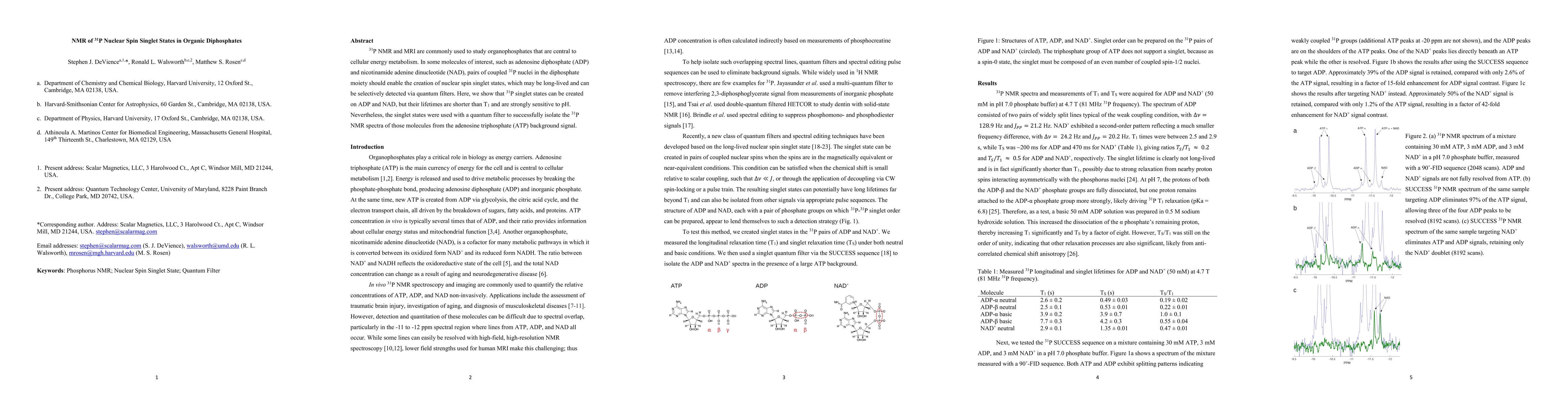 Thumbnail for NMR of $^{31}$P Nuclear Spin Singlet States in Organic Diphosphates