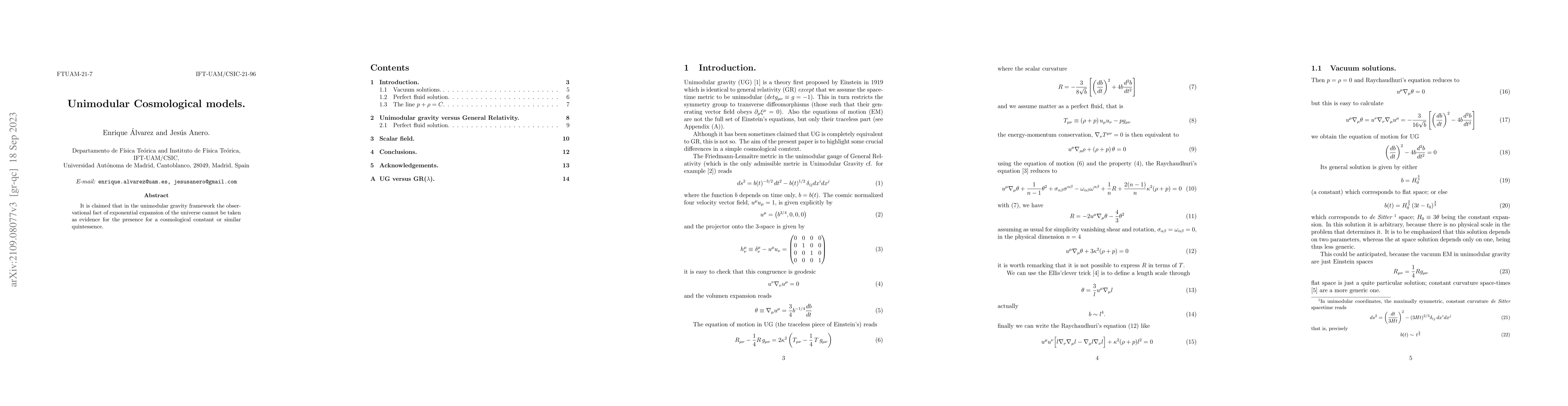 Thumbnail for Unimodular Cosmological models