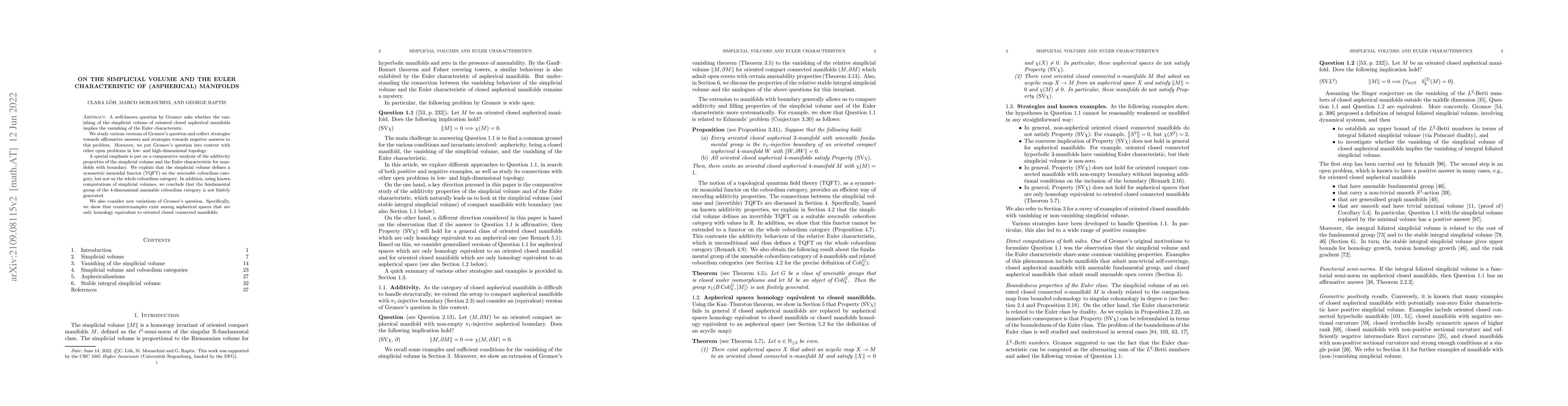 Thumbnail for On the simplicial volume and the Euler characteristic of (aspherical)
  manifolds