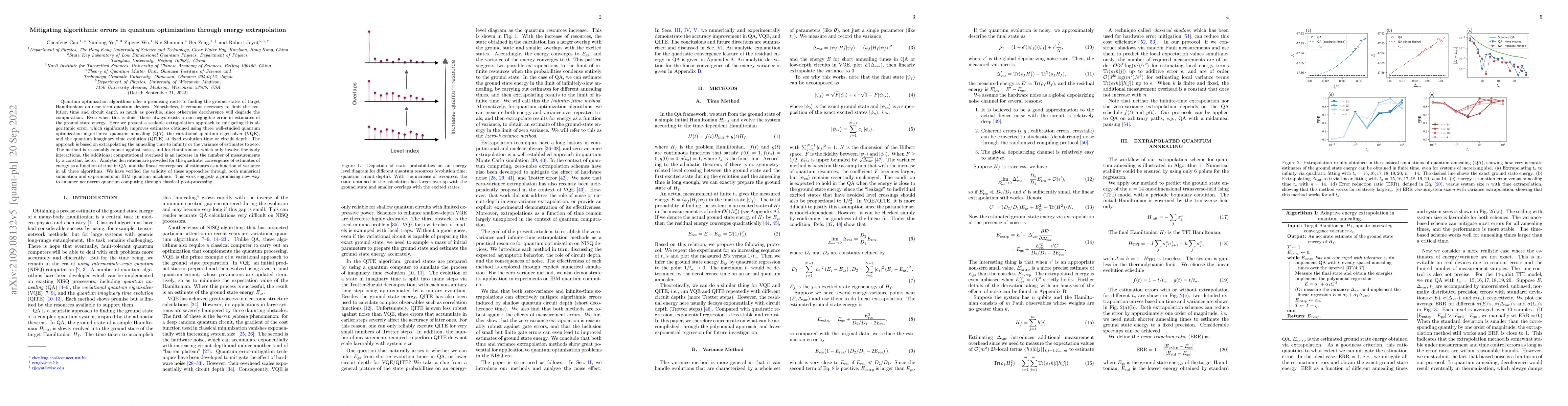Thumbnail for Mitigating algorithmic errors in quantum optimization through energy
  extrapolation