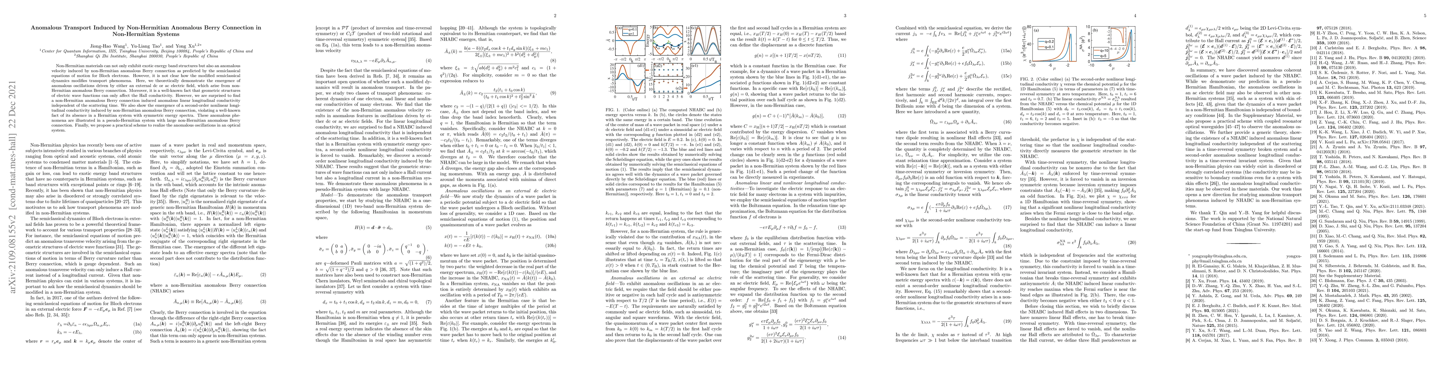 Thumbnail for Anomalous Transport Induced by Non-Hermitian Anomalous Berry Connection
  in Non-Hermitian Systems
