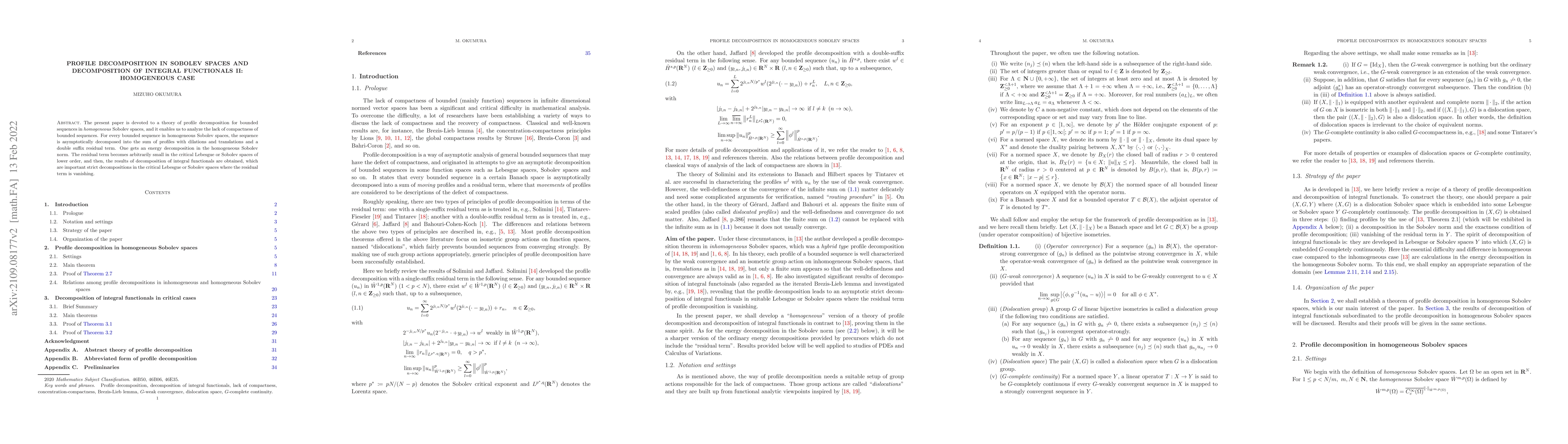Thumbnail for Profile decomposition in Sobolev spaces and decomposition of integral
  functionals II: homogeneous case