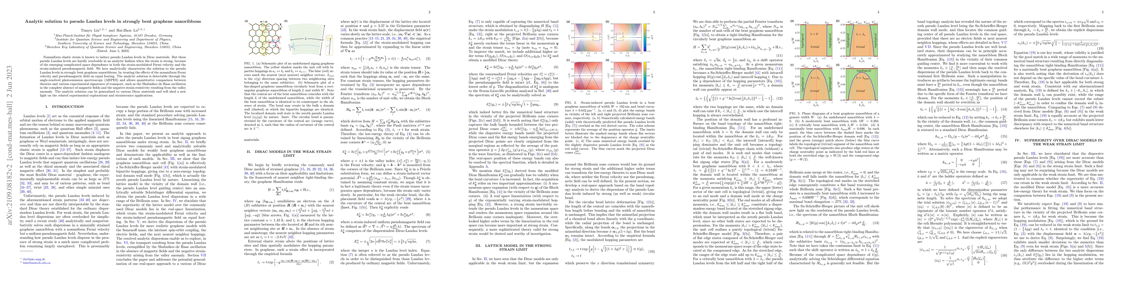 Thumbnail for Analytic solution to pseudo-Landau levels in strongly bent graphene
  nanoribbons