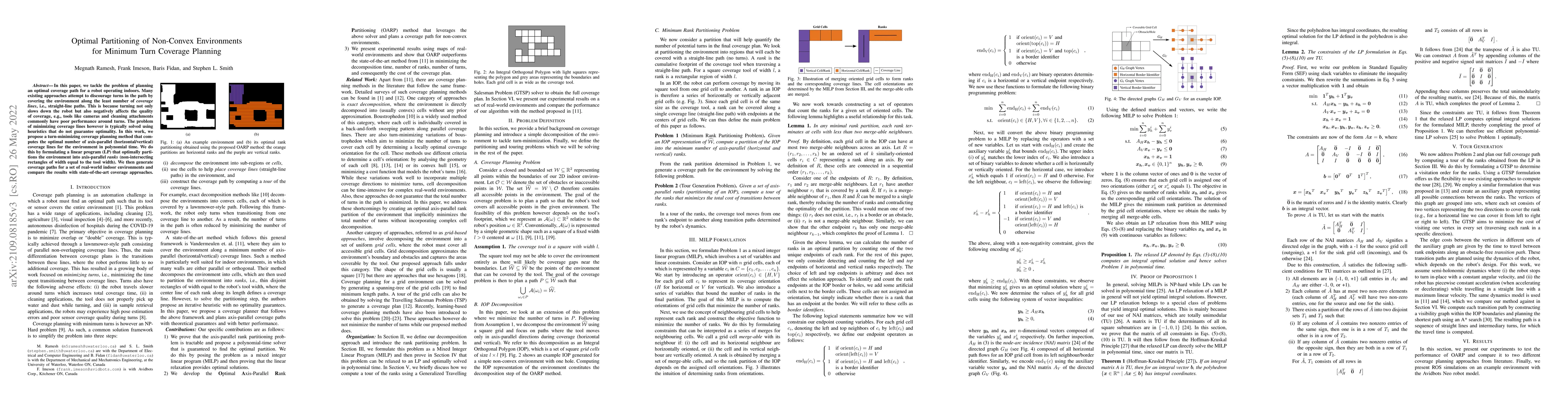 Thumbnail for Optimal Partitioning of Non-Convex Environments for Minimum Turn
  Coverage Planning