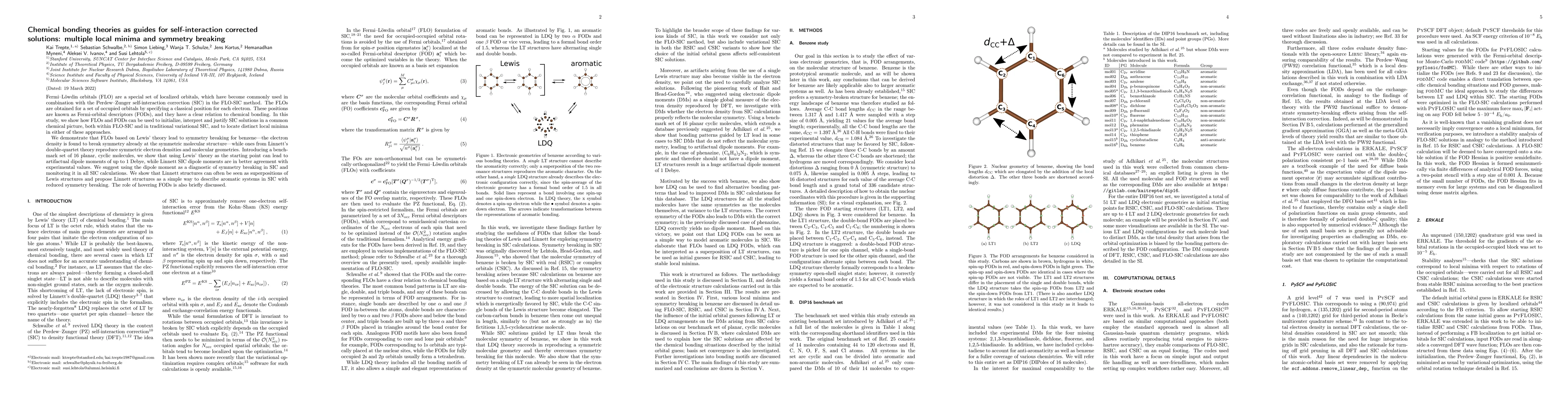 Thumbnail for Chemical bonding theories as guides for self-interaction corrected
  solutions: multiple local minima and symmetry breaking