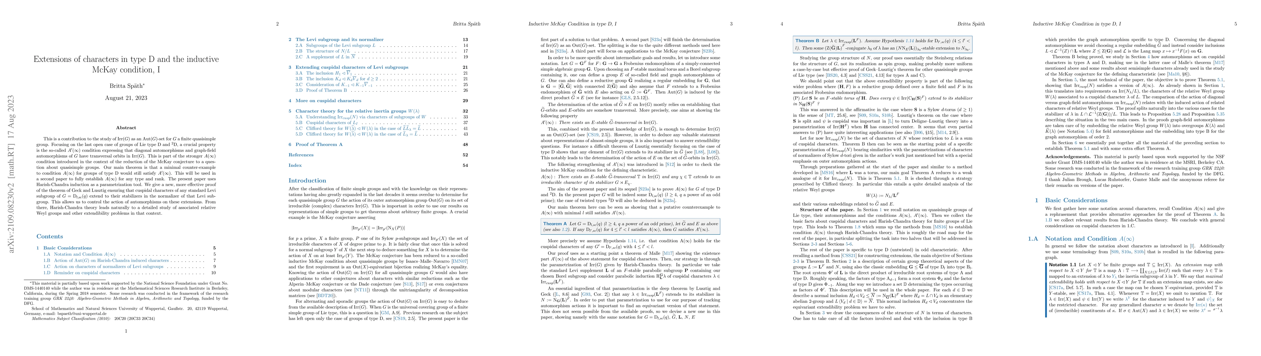 Thumbnail for Extensions of characters in type D and the inductive McKay condition, I