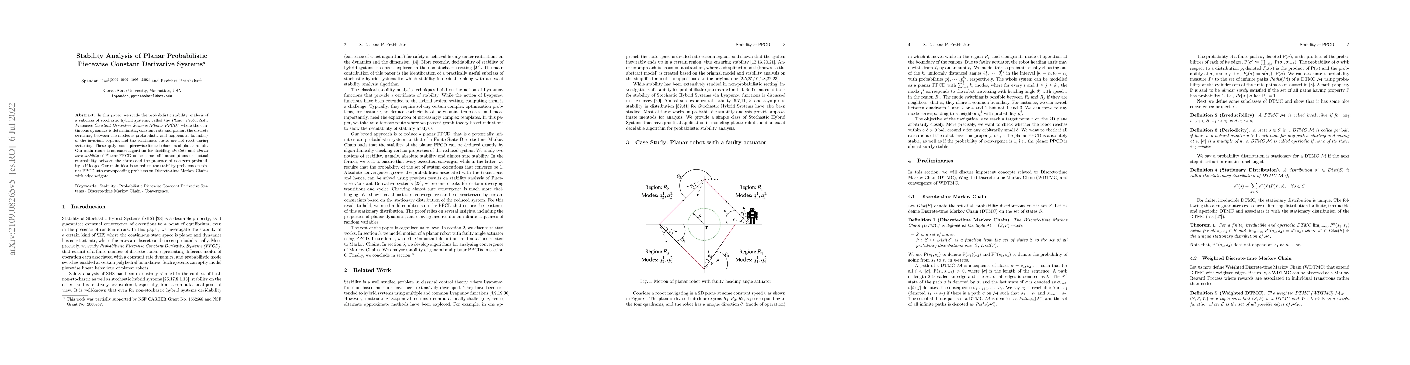 Thumbnail for Stability Analysis of Planar Probabilistic Piecewise Constant Derivative
  Systems
