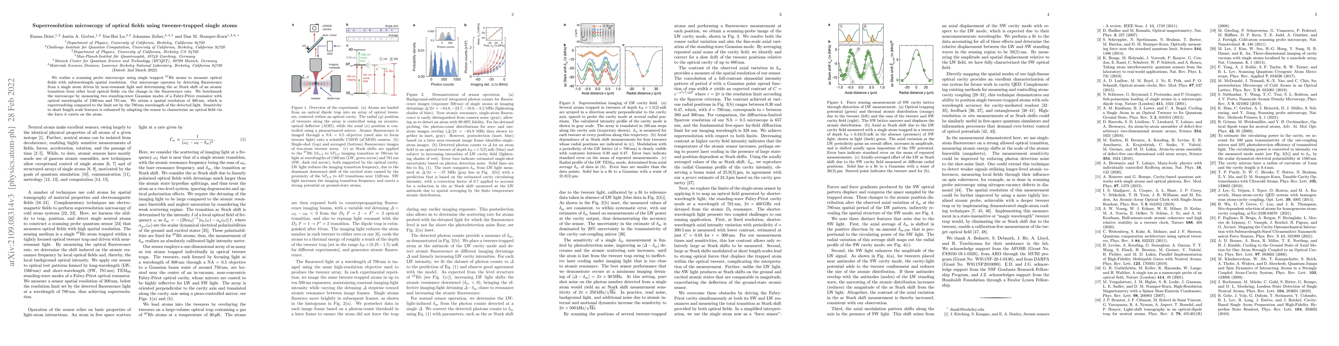 Thumbnail for Superresolution microscopy of optical fields using tweezer-trapped
  single atoms