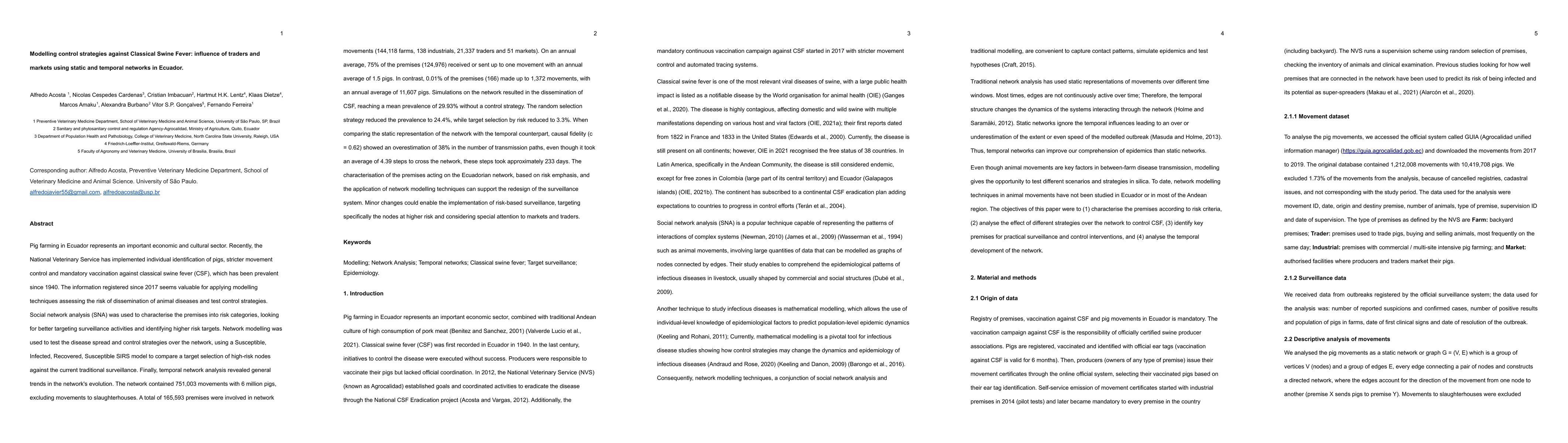 Thumbnail for Modelling control strategies against Classical Swine Fever: influence of
  traders and markets using static and temporal networks in Ecuador