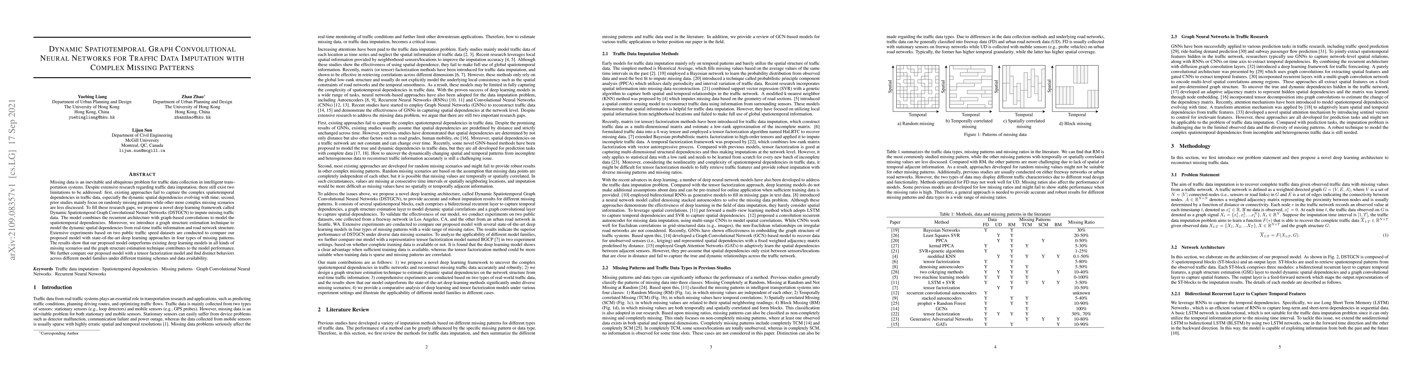 Thumbnail for Dynamic Spatiotemporal Graph Convolutional Neural Networks for Traffic
  Data Imputation with Complex Missing Patterns