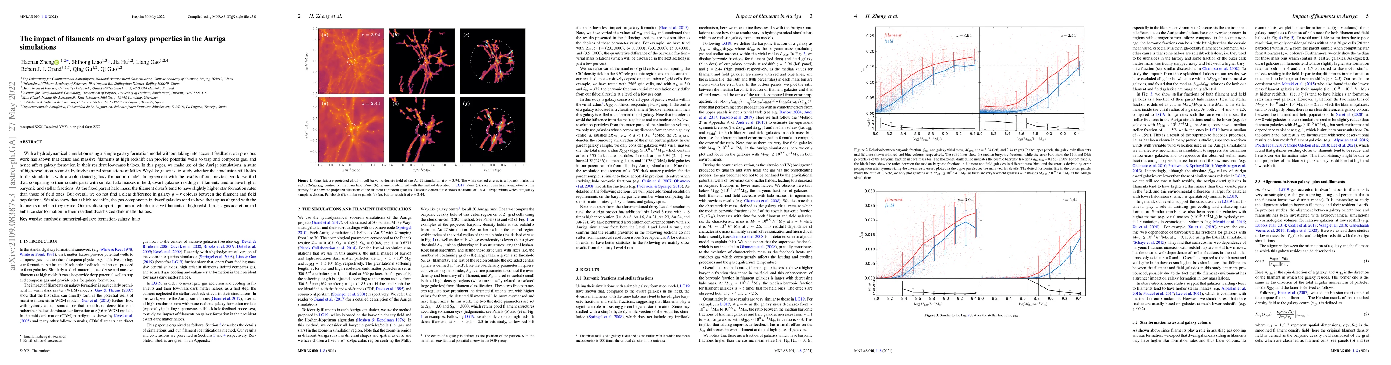 Thumbnail for The impact of filaments on dwarf galaxy properties in the Auriga
  simulations