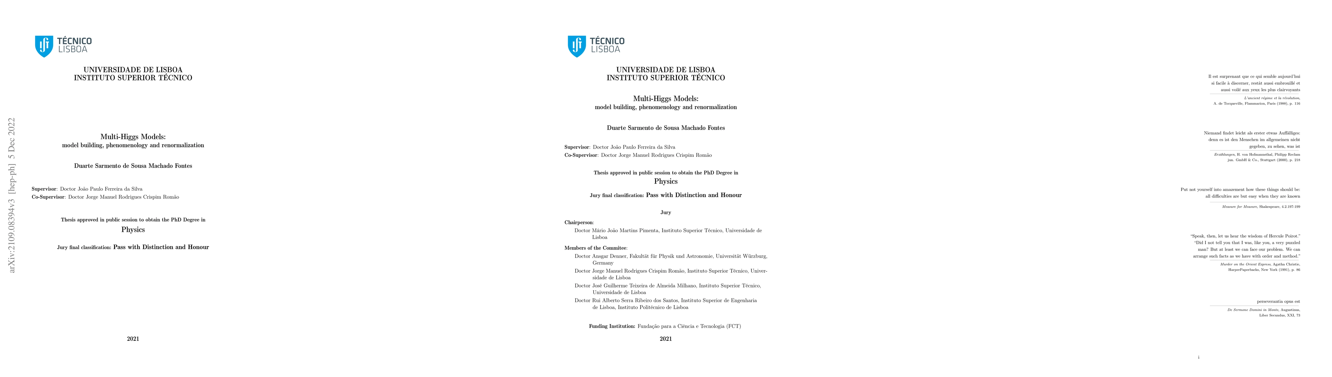 Thumbnail for Multi-Higgs Models: model building, phenomenology and renormalization