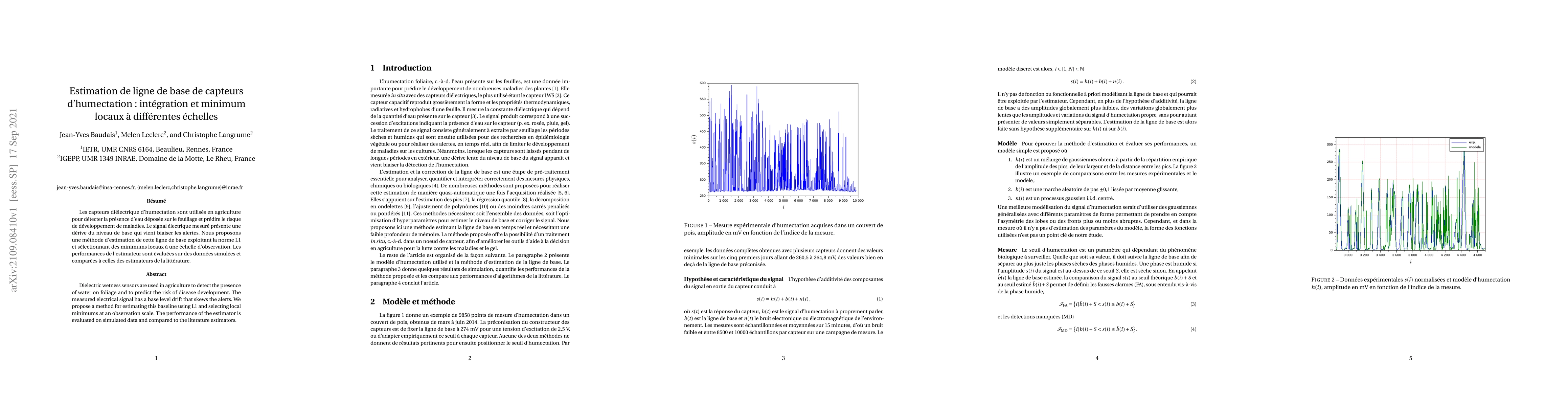 Thumbnail for Estimation de ligne de base de capteurs d'humectation : int{\'e}gration
  et minimum locaux {\`a} diff{\'e}rentes {\'e}chelles