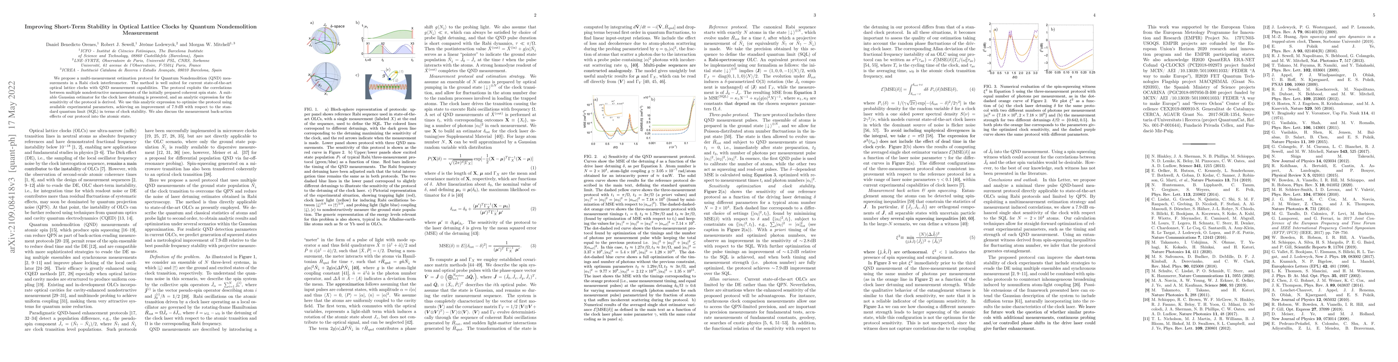 Thumbnail for Improving Short-Term Stability in Optical Lattice Clocks by Quantum
  Nondemolition Measurements