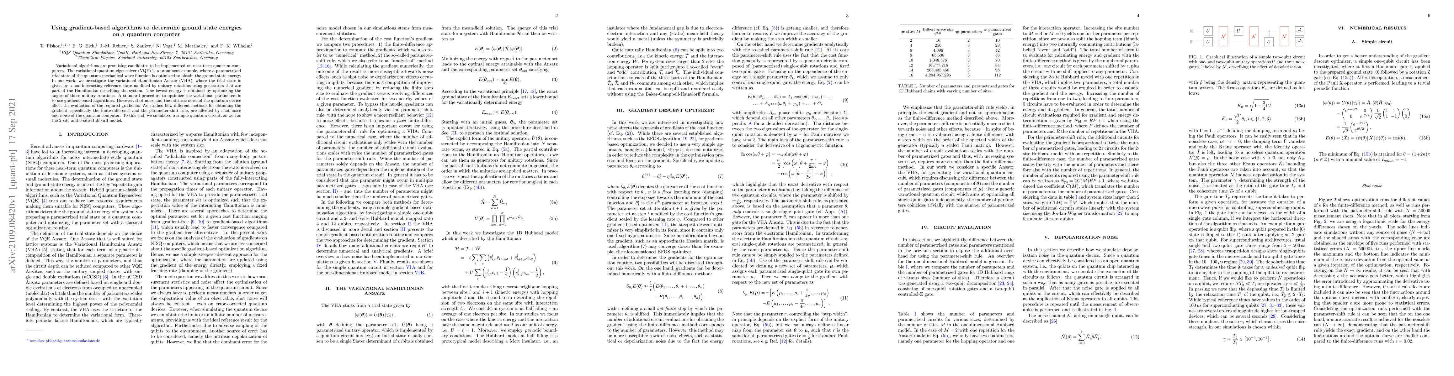 Thumbnail for Using gradient-based algorithms to determine ground state energies on a
  quantum computer