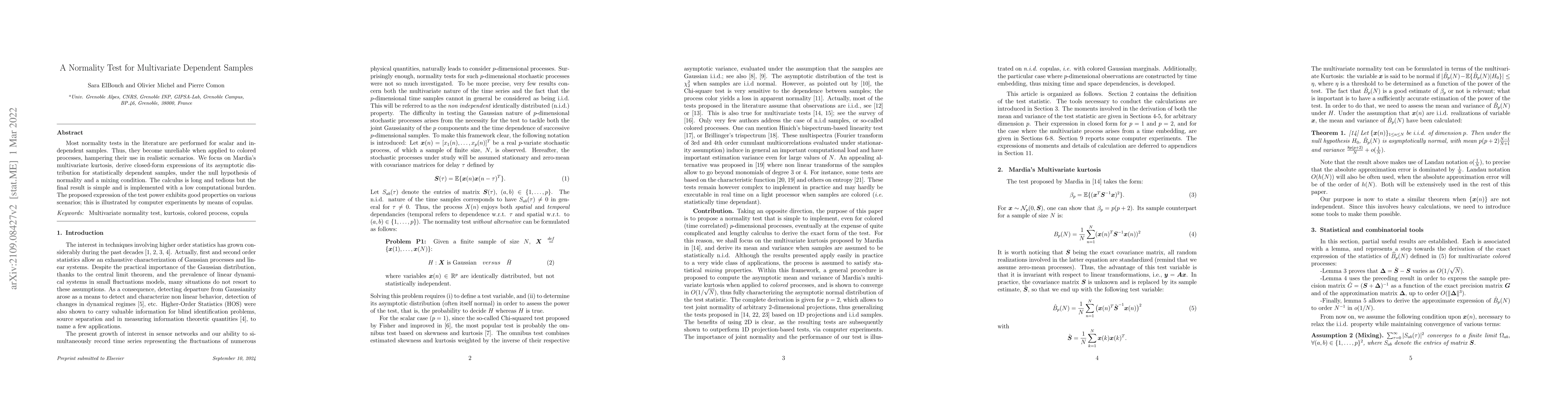Thumbnail for A Normality Test for Multivariate Dependent Samples