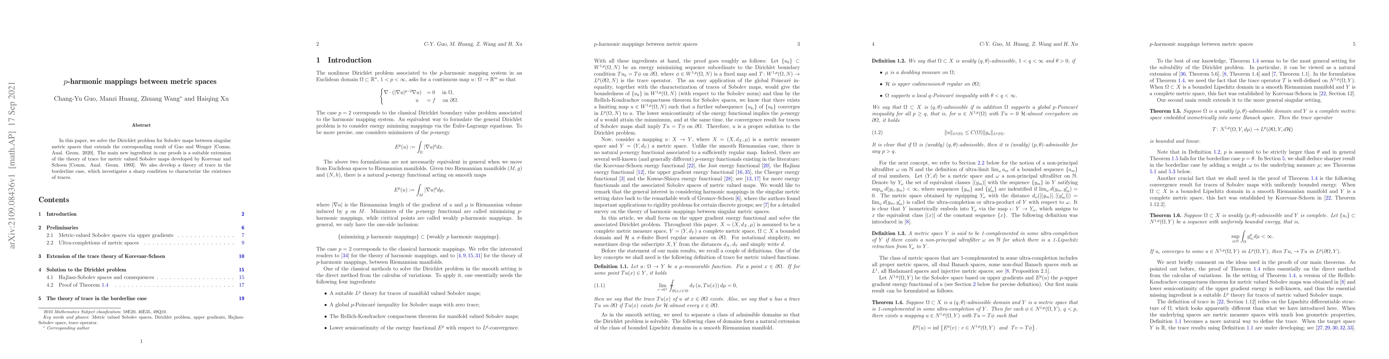 Thumbnail for $p$-harmonic mappings between metric spaces