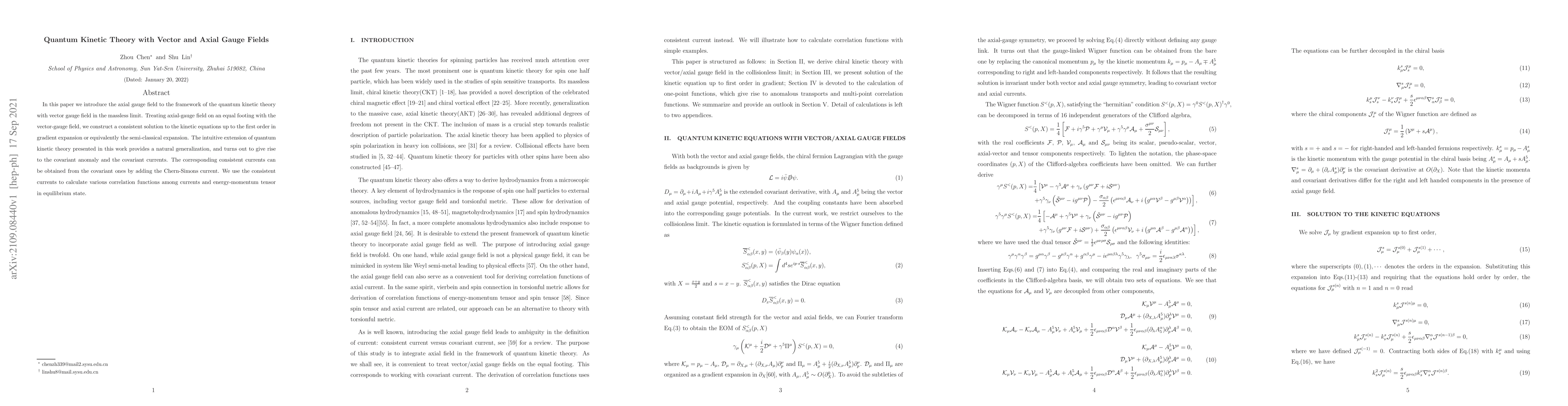 Thumbnail for Quantum Kinetic Theory with Vector and Axial Gauge Fields