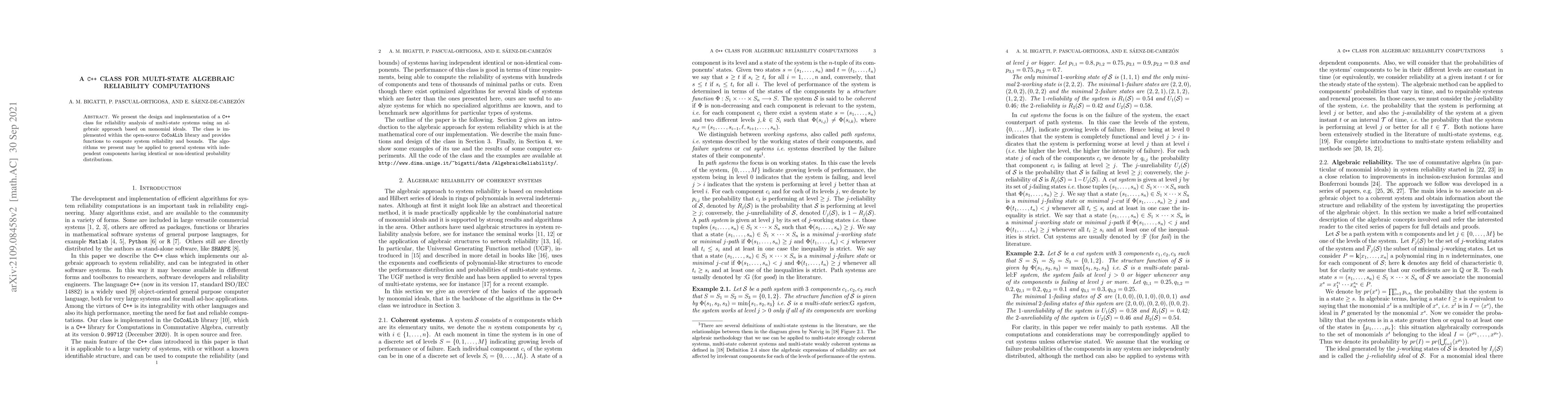 Thumbnail for A C++ class for algebraic reliability computations