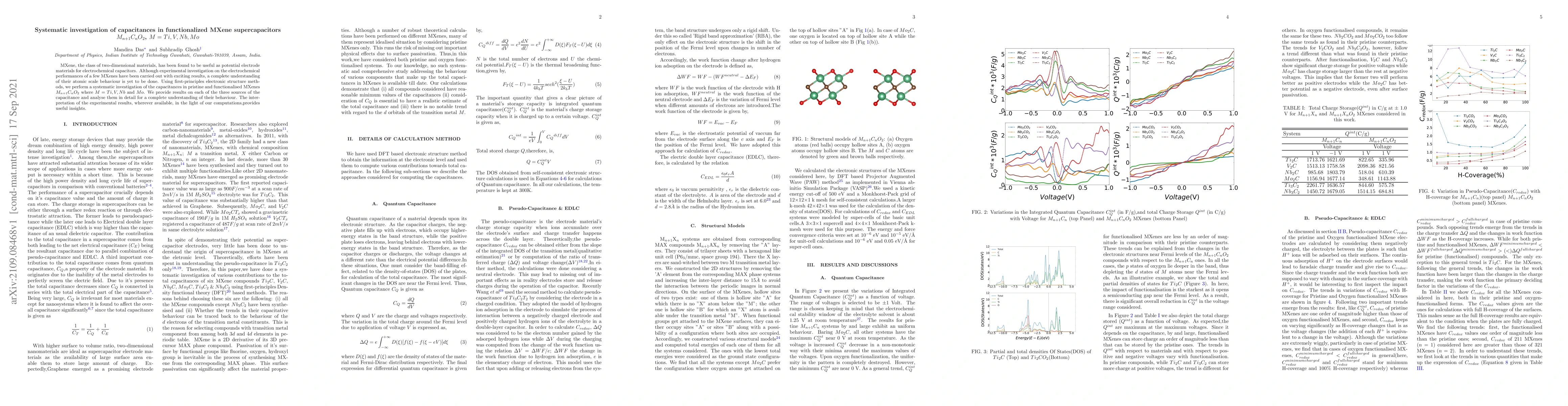 Thumbnail for Systematic investigation of capacitances in functionalized MXene
  supercapacitors $M_{n+1}C_nO_2$, $M=Ti,V,Nb,Mo$