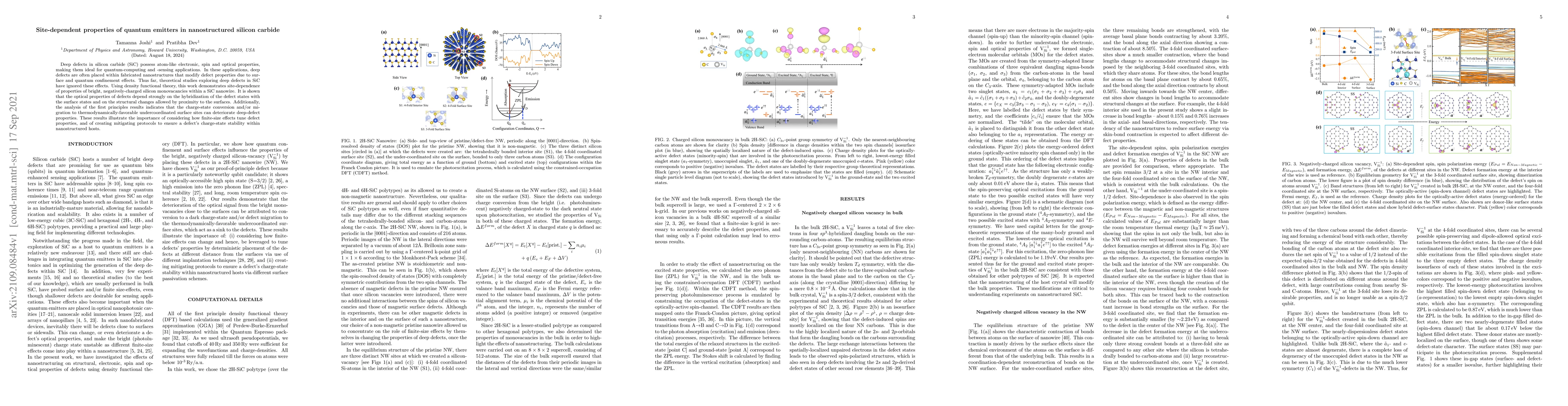 Thumbnail for Site-dependent properties of quantum emitters in nanostructured silicon
  carbide